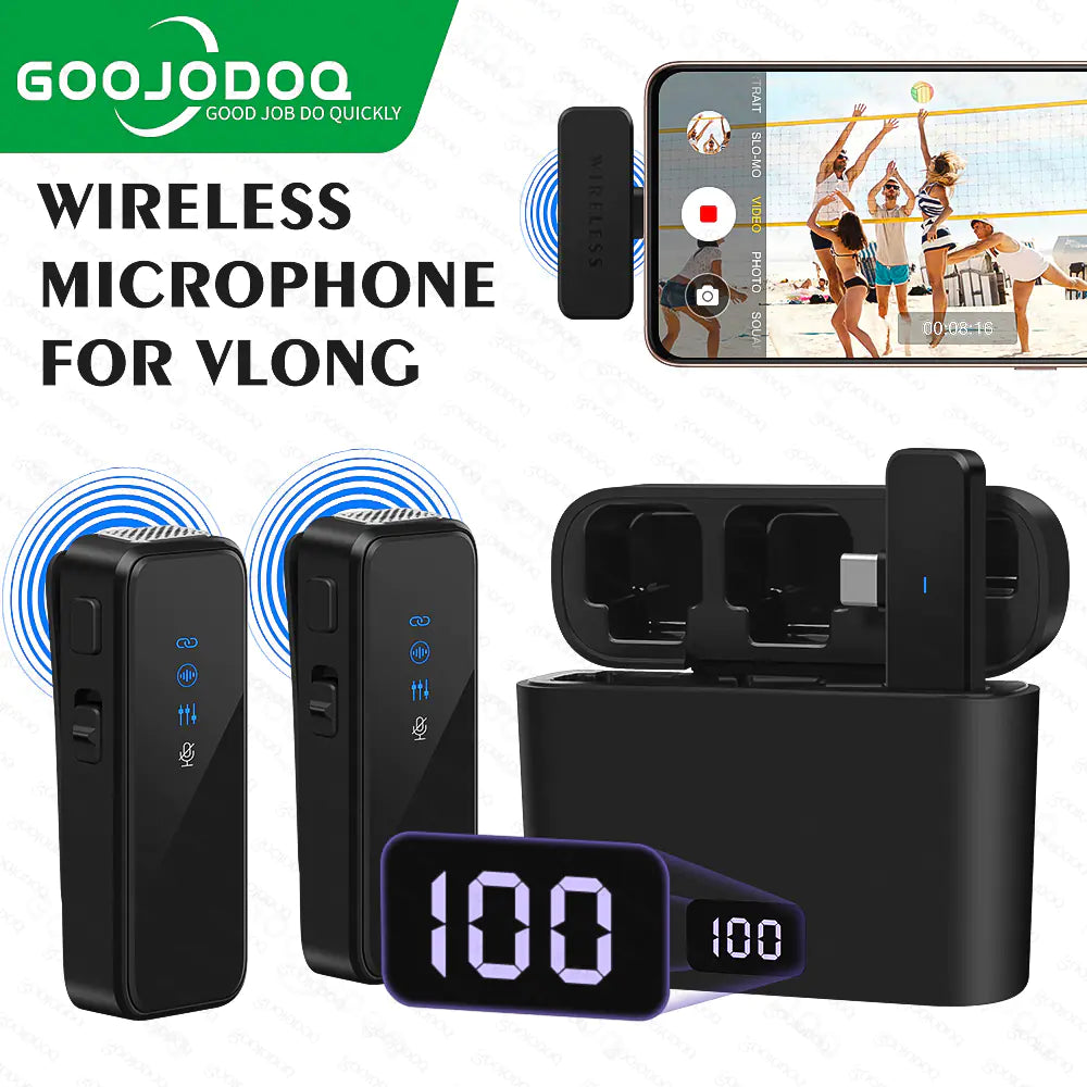 Compact Wireless Lavalier Microphone with Dual Channel